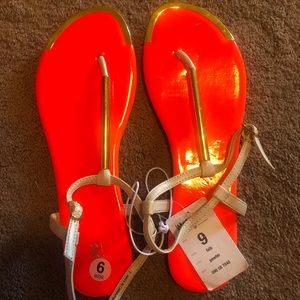 Neon Orange and Gold Sandals